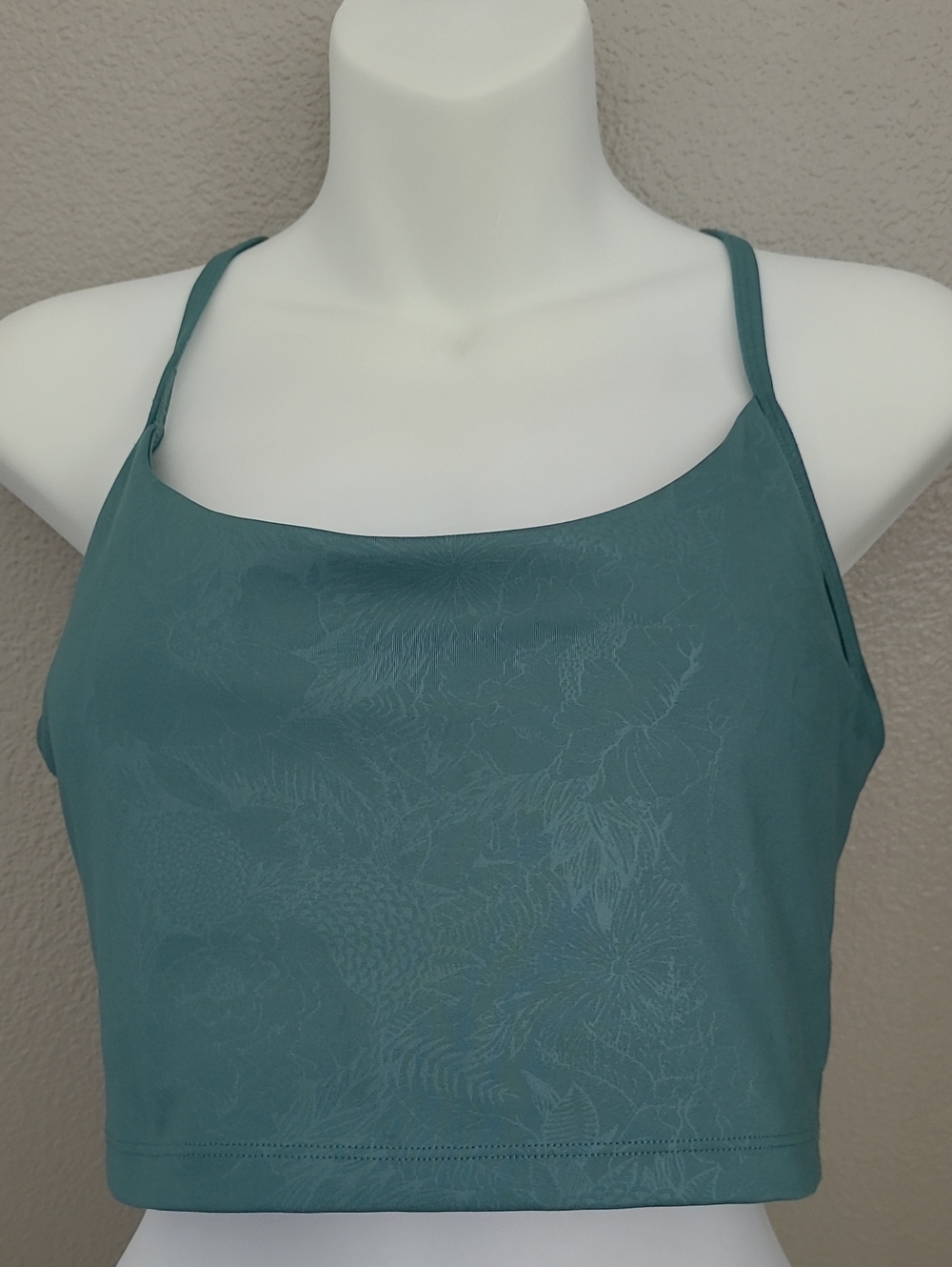 Source Unknown Teal Green Cropped Spaghetti-Strap Sport Tank